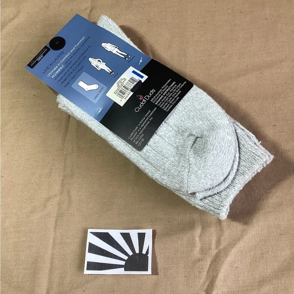 Cuddl Duds Leg Layering Crew Socks 2 Pairs Women's Shoe Size 4-10